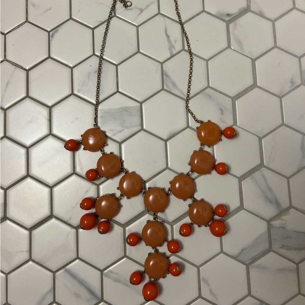 Coral-Coloured Statement Necklace